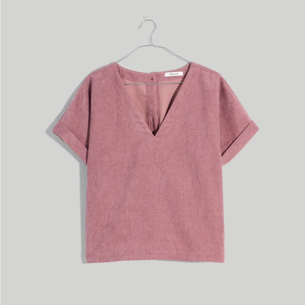 Madewell Corduroy V-Neck Top , in Large, Fig color